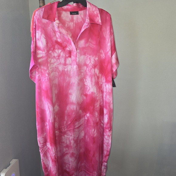 Natori Pink Tie-Dye Midi Kaftan - Picture 1 of 9